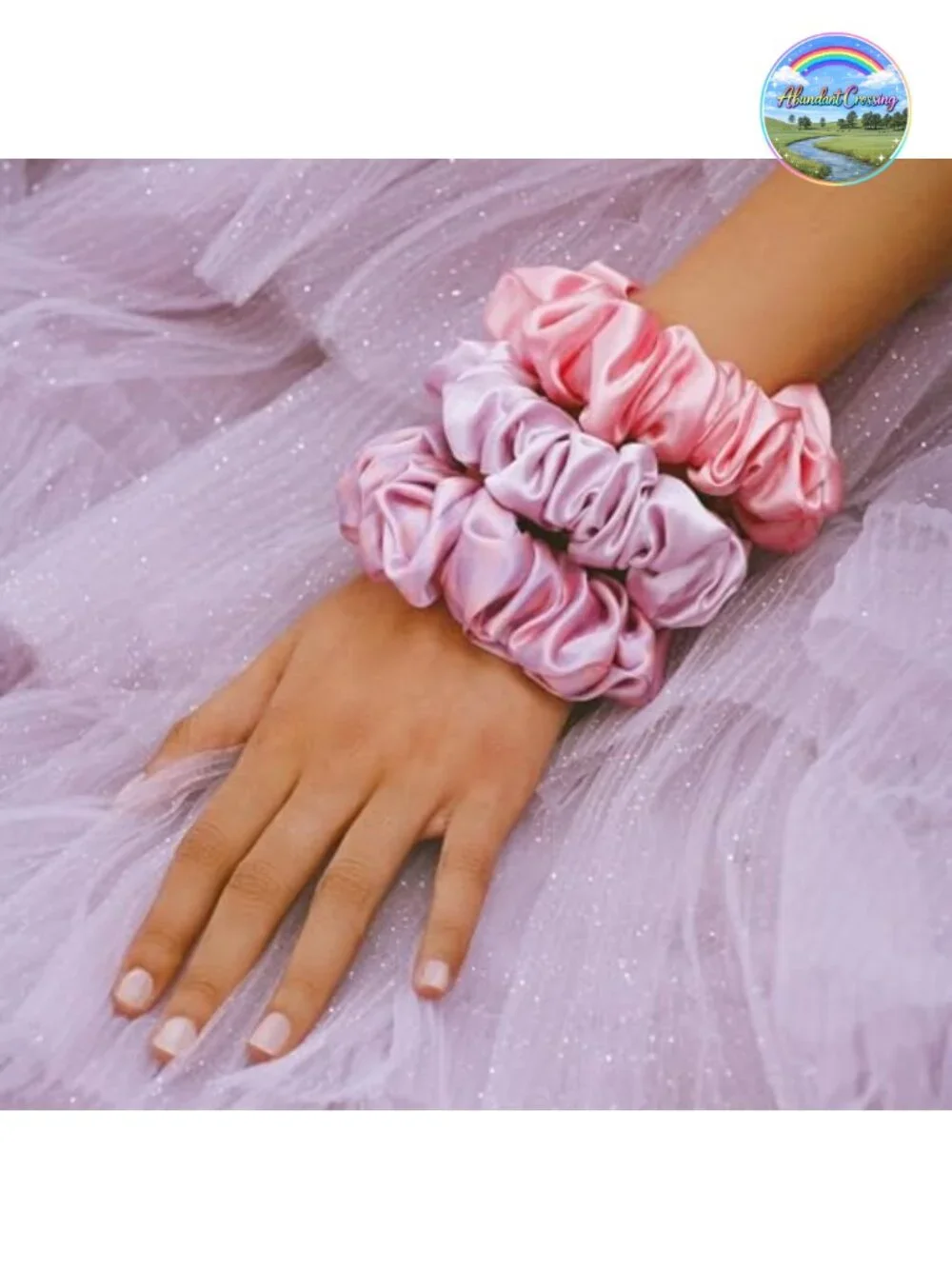 Silk Large Scrunchies Set of 3, Anti-Breakage Hair Ties